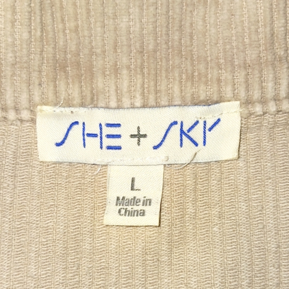 She and Sky Beige Crop Corduroy Balloon Sleeve Jacket - Picture 10 of 12